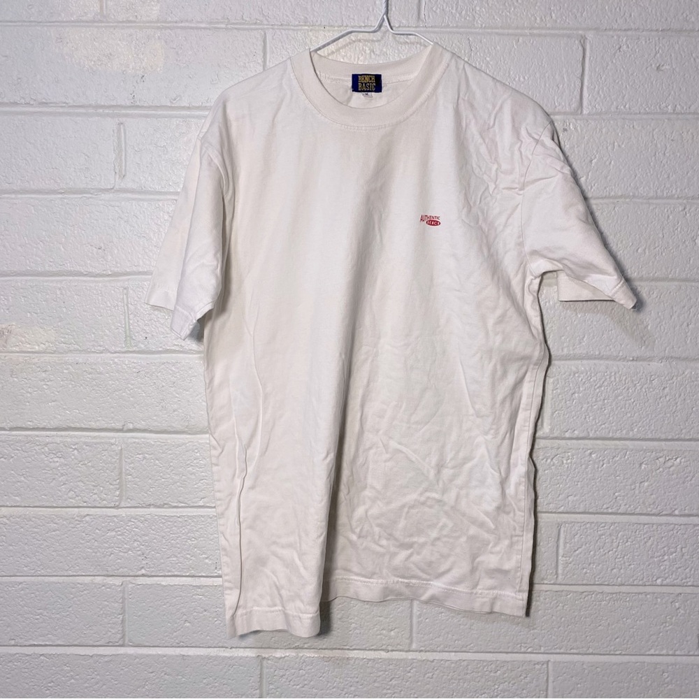 Vintage USA Bench Basic Logo Plan White Tee Weightlifting Heavy Weight Quality M